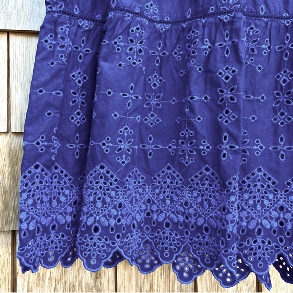 HATLEY Embroidered Royal Blue Cotton Sleeveless Dress - Picture 6 of 9